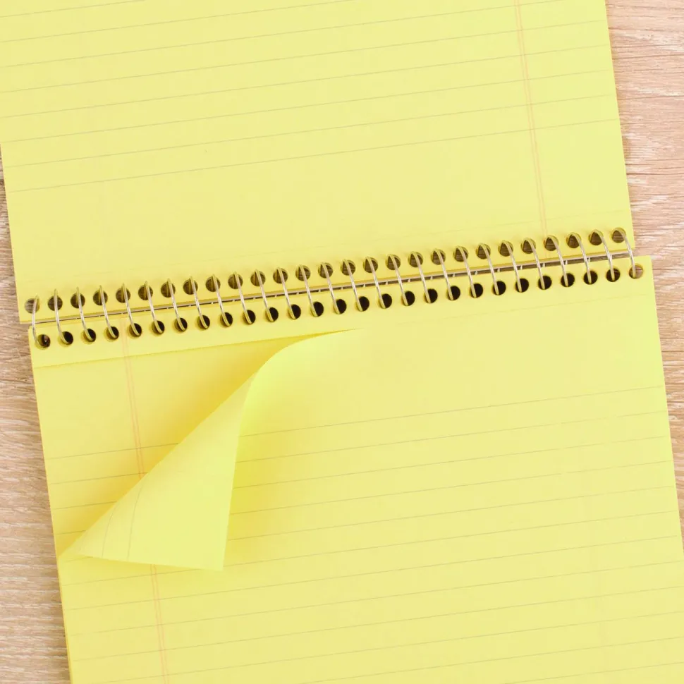 Cambridge Stiff-Back Wire Bound Notebook, 8-1/2" x 11-3/4", Legal Ruled, 70 Sheets, Canary/Blue