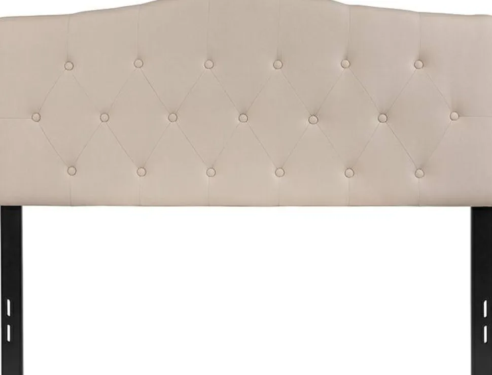 Cambridge Tufted Upholstered Full Size Headboard in Beige Fabric