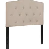 Cambridge Tufted Upholstered Twin Size Headboard in Beige Fabric