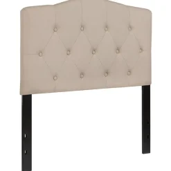 Cambridge Tufted Upholstered Twin Size Headboard in Beige Fabric