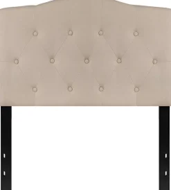 Cambridge Tufted Upholstered Twin Size Headboard in Beige Fabric