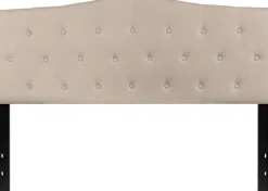 Cambridge Tufted Upholstered Queen Size Headboard in Beige Fabric