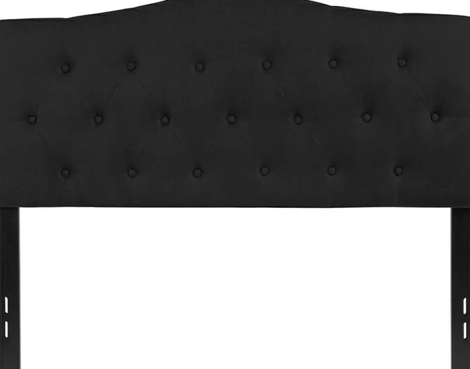 Cambridge Tufted Upholstered Full Size Headboard in Black Fabric