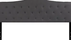 Cambridge Tufted Upholstered King Size Headboard in Dark Gray Fabric