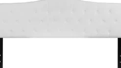 Cambridge Tufted Upholstered King Size Headboard in White Fabric