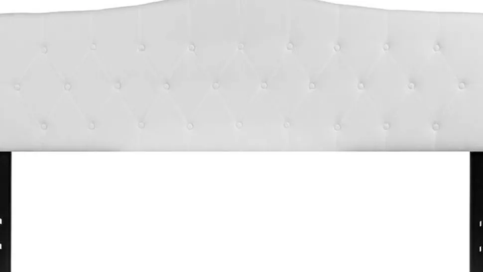 Cambridge Tufted Upholstered King Size Headboard in White Fabric