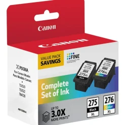 Canon PG-275XL Black/CL-276XL Tri-Color High-Yield Ink Cartridges, Pack Of 2, 4981C008