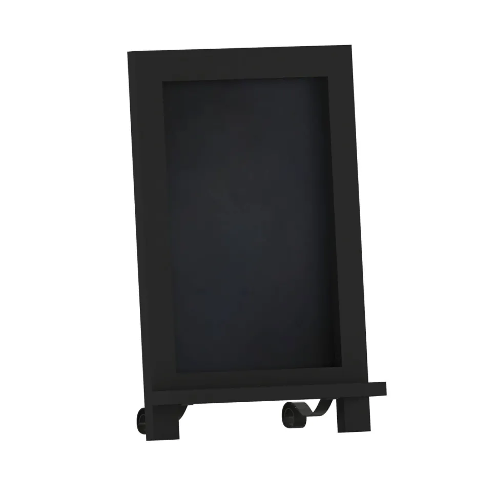 Canterbury 9.5" x 14" Black Tabletop Magnetic Chalkboard Sign with Metal Scrolled Legs, Hanging Wall Chalkboard, Countertop Memo Board