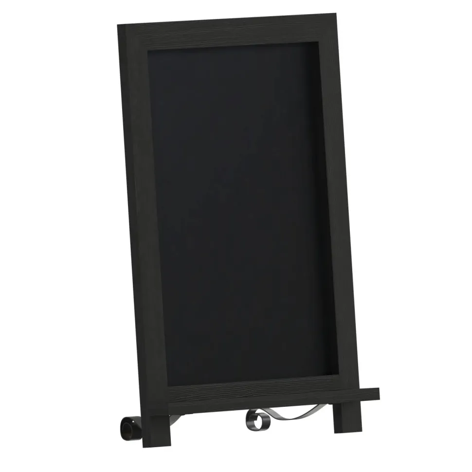 Canterbury 12" x 17" Black Tabletop Magnetic Chalkboard Sign with Metal Scrolled Legs, Hanging Wall Chalkboard, Countertop Memo Board