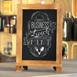 Canterbury 9.5" x 14" Torched Wood Tabletop Magnetic Chalkboard Sign with Metal Scrolled Legs, Hanging Wall Chalkboard, Countertop Memo Board
