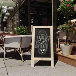 Canterbury 40" x 20" Vintage Wooden A-Frame Magnetic Indoor/Outdoor Chalkboard Sign, Freestanding Double Sided Extra Large Message Board, Weathered