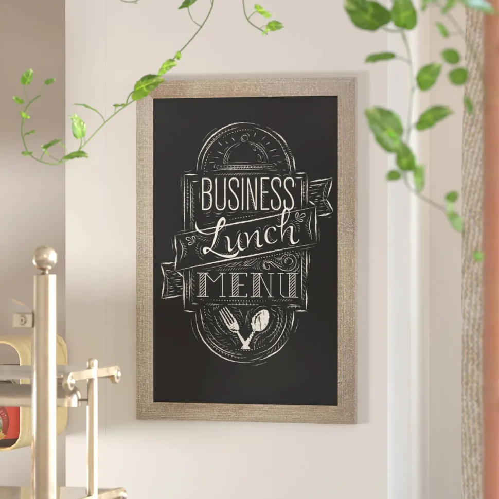 Canterbury 24" x 36" Weathered Wall Mount Magnetic Chalkboard Sign with Eraser, Hanging Wall Chalkboard Memo Board for Home, School, or Business