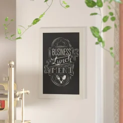 Canterbury 20" x 30" White Wall Mount Magnetic Chalkboard Sign with Eraser, Hanging Wall Chalkboard Memo Board for Home, School, or Business
