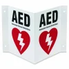 CARDIACT AED Three-View Wall Sign, 10" x 5.25" x 9"