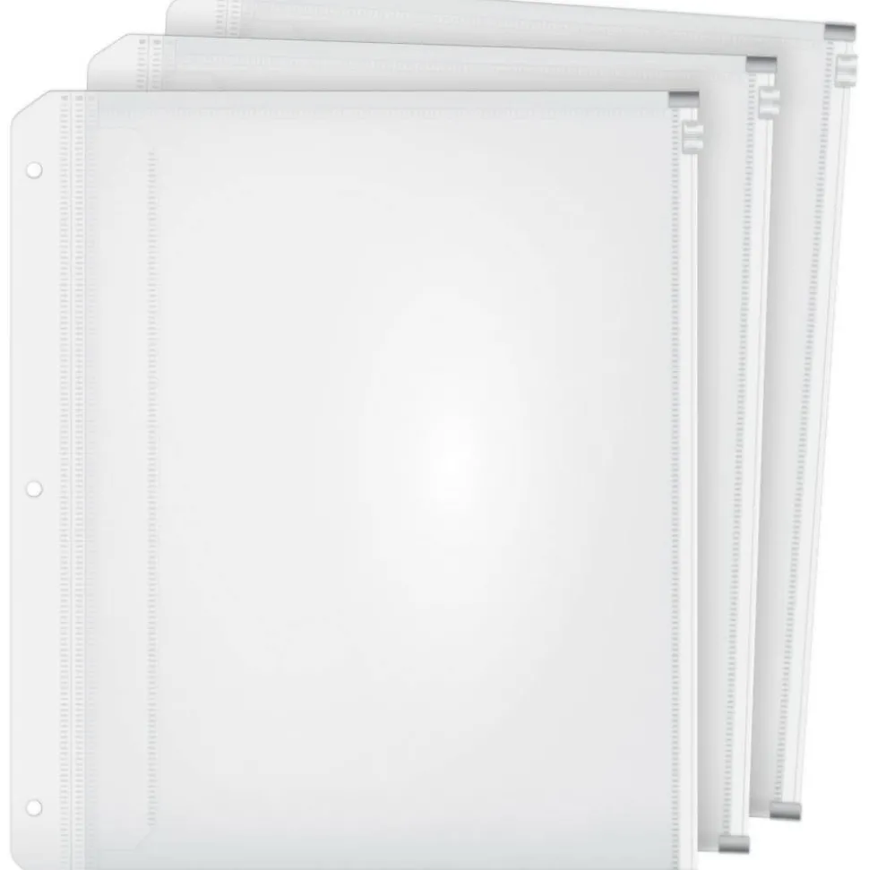 Cardinal Expanding Zipper Binder Pocket, Clear, Pack Of 3