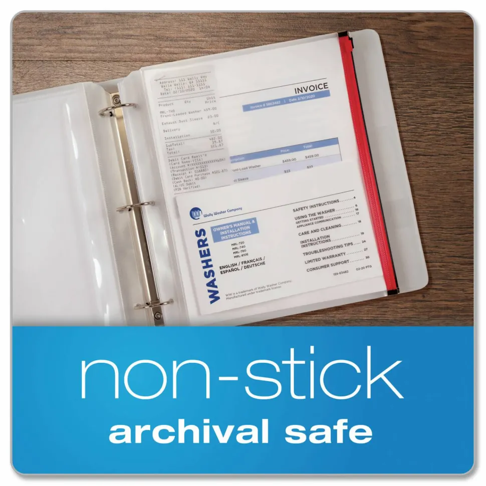 Cardinal Zipper Binder Pockets - 0.50" Maximum Capacity - 100x Sheet Capacity - 14650, 5/PK