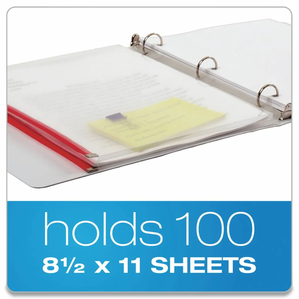 Cardinal Zipper Binder Pockets - 0.50" Maximum Capacity - 100x Sheet Capacity - 14650, 5/PK