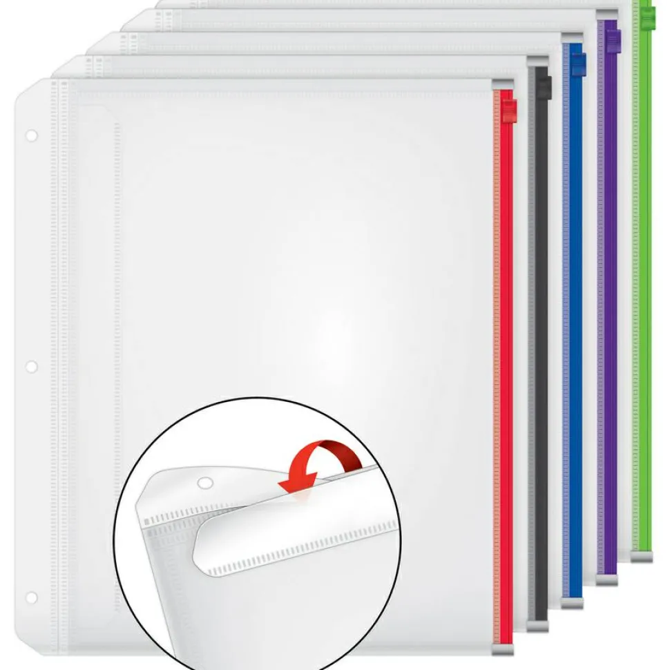 Cardinal Zipper Binder Pockets - 0.50" Maximum Capacity - 100x Sheet Capacity - 14650, 5/PK
