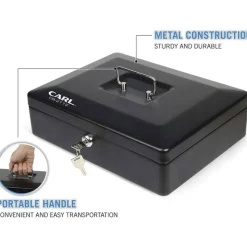 CARL Bill Tray Steel Security Cash Box, Steel, Black, 4