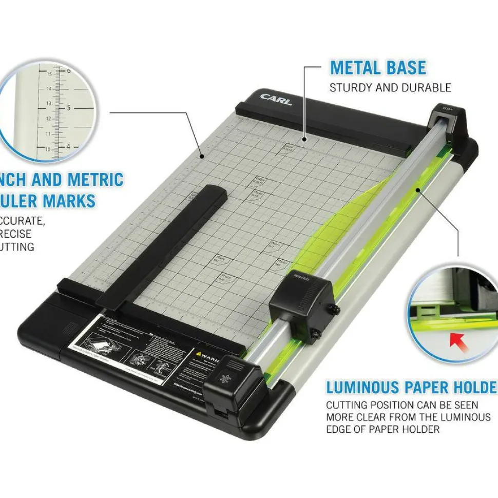 Carl DC-220 Heavy-Duty Rotary Paper Trimmer, 15"