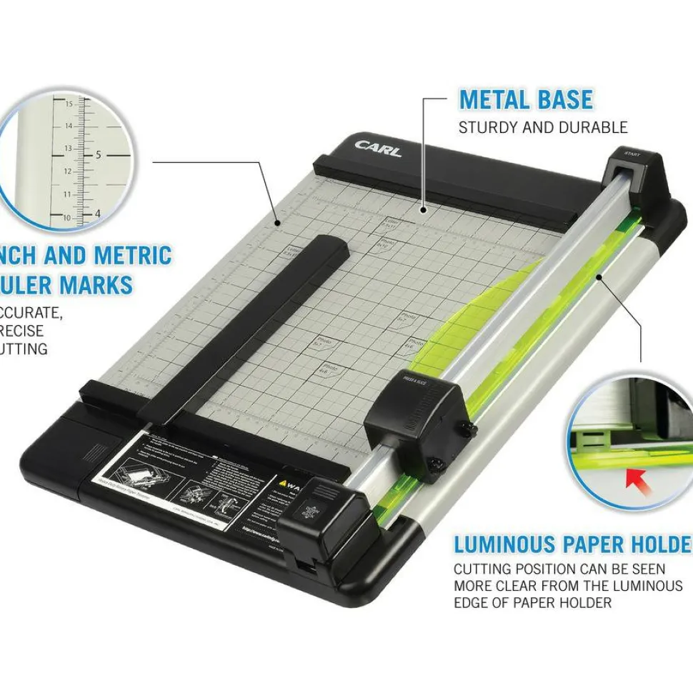 Carl DC-210 Heavy-Duty Rotary Paper Trimmer, 12"