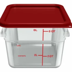 Carlisle Squares Polycarbonate Food Storage Container, 6 qt, 8.75 x 8.75 x 7.31, Clear, Plastic
