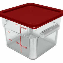 Carlisle Squares Polycarbonate Food Storage Container, 6 qt, 8.75 x 8.75 x 7.31, Clear, Plastic
