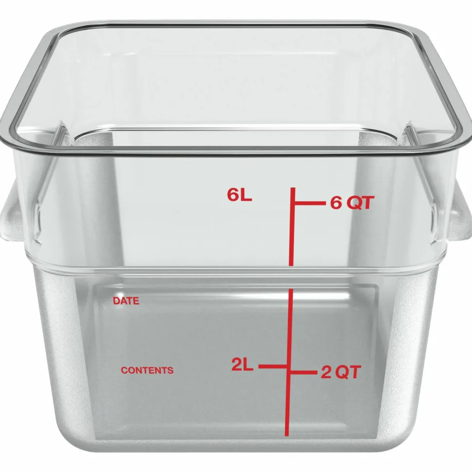 Carlisle Squares Polycarbonate Food Storage Container, 6 qt, 8.75 x 8.75 x 7.31, Clear, Plastic