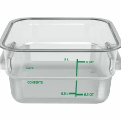 Carlisle Squares Polycarbonate Food Storage Container, 2 qt, 7.13 x 7.13 x 3.8, Clear, Plastic