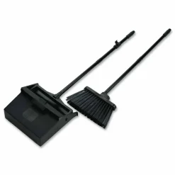 Carlisle Duo-Pan Upright Dust Pan and Broom, 11.8 x 36, 24.5" Handle, Plastic, Black