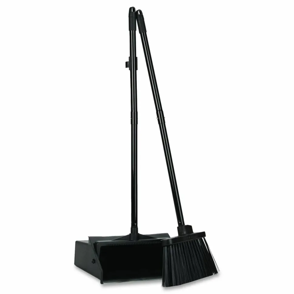 Carlisle Duo-Pan Upright Dust Pan and Broom, 11.8 x 36, 24.5" Handle, Plastic, Black