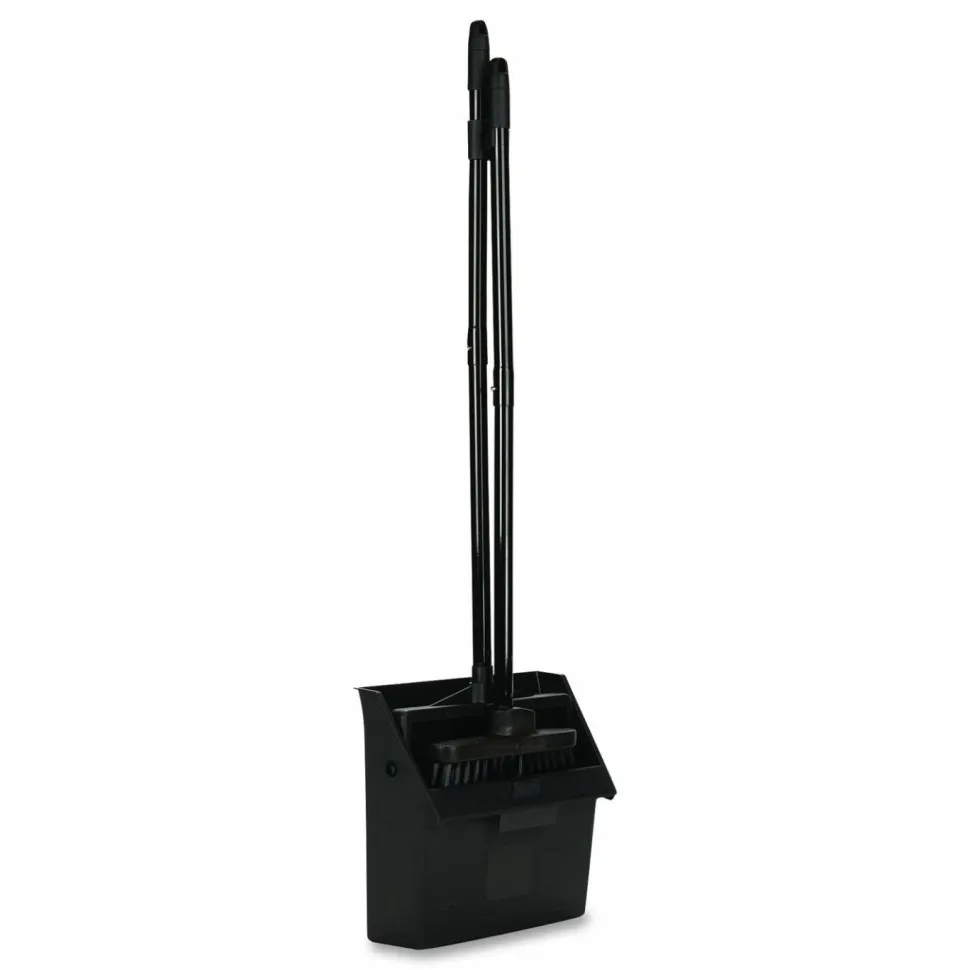 Carlisle Duo-Pan Upright Dust Pan and Broom, 11.8 x 36, 24.5" Handle, Plastic, Black