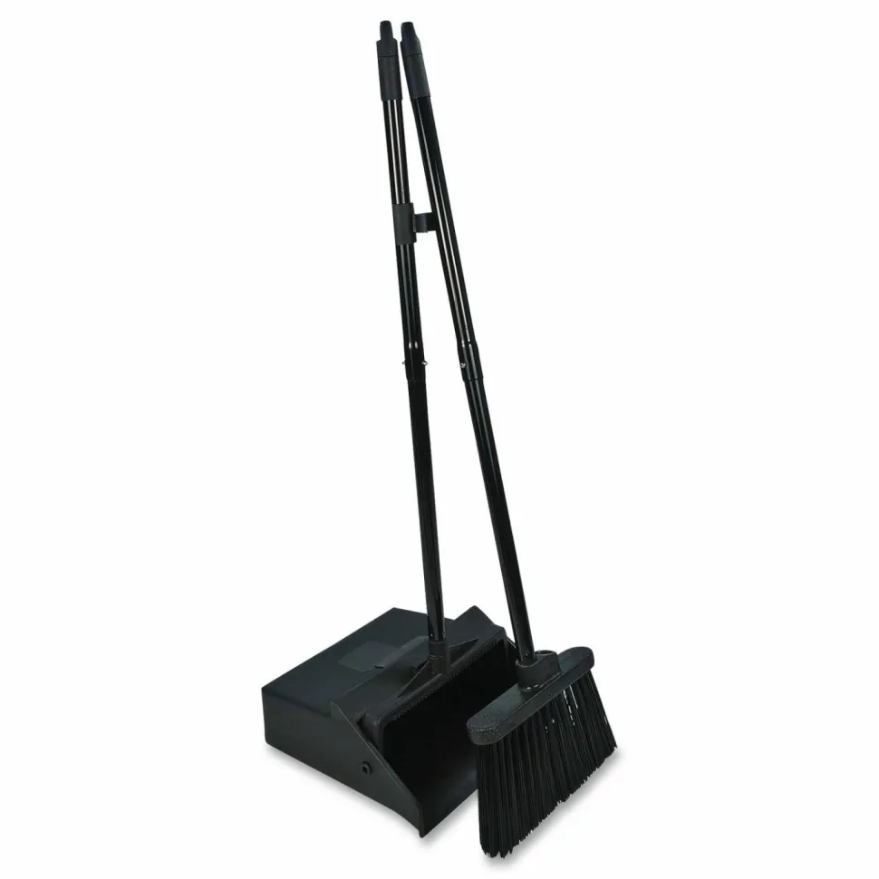 Carlisle Duo-Pan Upright Dust Pan and Broom, 11.8 x 36, 24.5" Handle, Plastic, Black