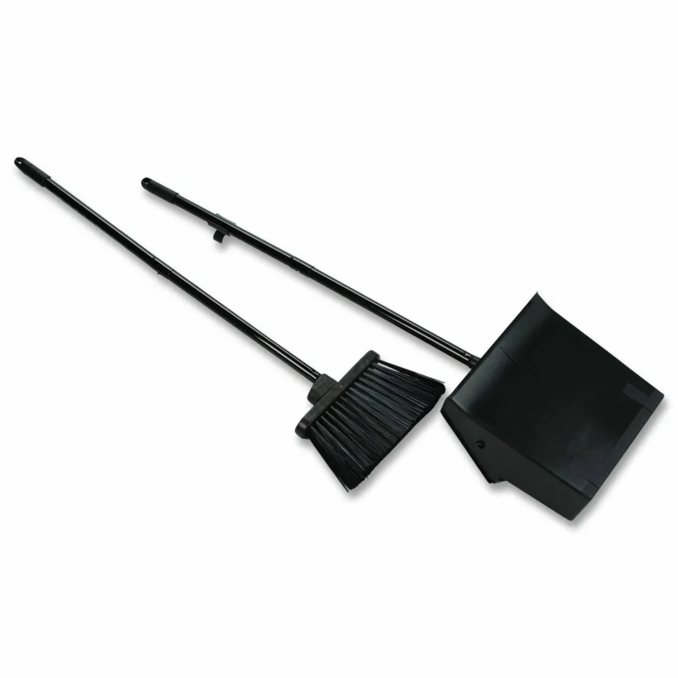 Carlisle Duo-Pan Upright Dust Pan and Broom, 11.8 x 36, 24.5" Handle, Plastic, Black