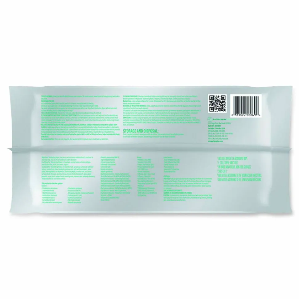 Carlisle WipesPlus Disinfecting Surface Wipes, Flat Pack, 1-Ply, 7 x 8, Lemon Scent, White
