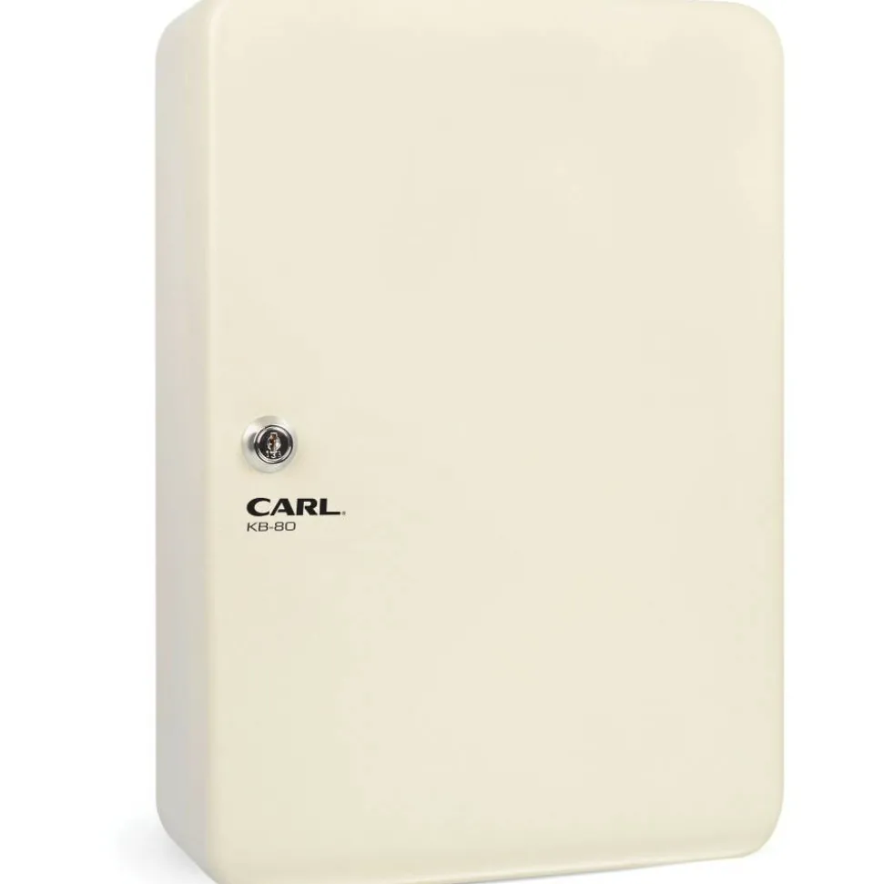 CARL Steel Security Key Cabinet, 12.5"L x 9.3"W x 3.5"H, Lockable, Wall Mountable, Ivory, Steel