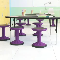 Carter Adjustable Height Kids Flexible Active Stool for Classroom and Home with Non-Skid Bottom in Purple, 14" - 18" Seat Height