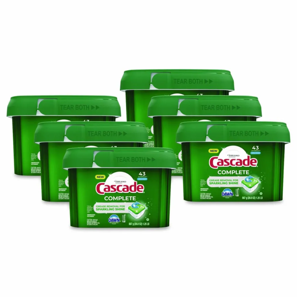 Cascade ActionPacs, Fresh Scent, 20 oz Tub, 43/Tub, 6 Tubs/Carton