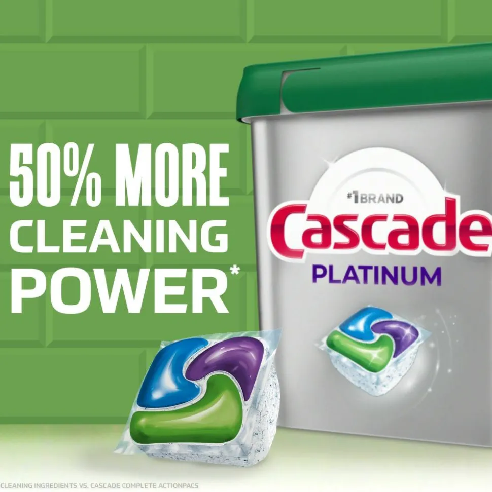 Cascade Platinum Dishwasher ActionPacs, Fresh, 1.99 Lb, Pack Of 59 Pacs