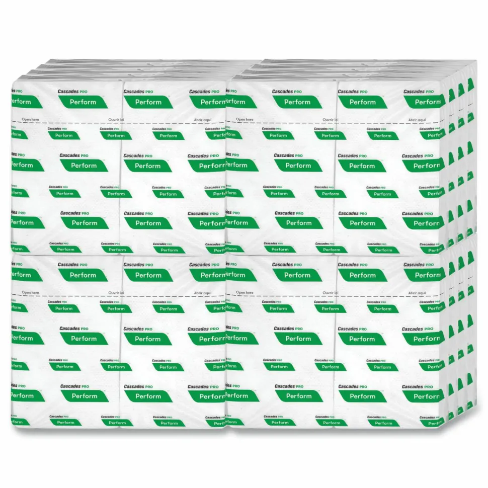 Cascades PRO Perform Interfold Napkins for Tandem, 1-Ply, White, 376 Napkins Per Sleeve, 16 Sleeve Per Pack