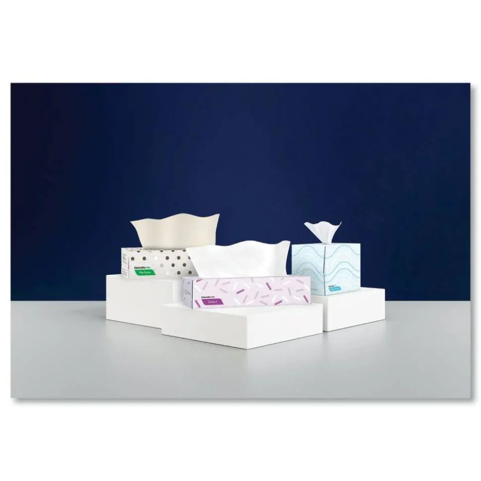 Cascades PRO Signature Facial Tissue, Cube Box, 2-Ply, White, 90 Sheets/Box, 36 Boxes/Carton
