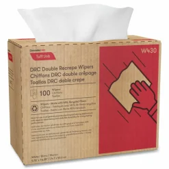 Cascades PRO Tuff-Job Double Recrepe Wipers, 9.75 x 16.5, White, 100/Box, 8 Box/Carton