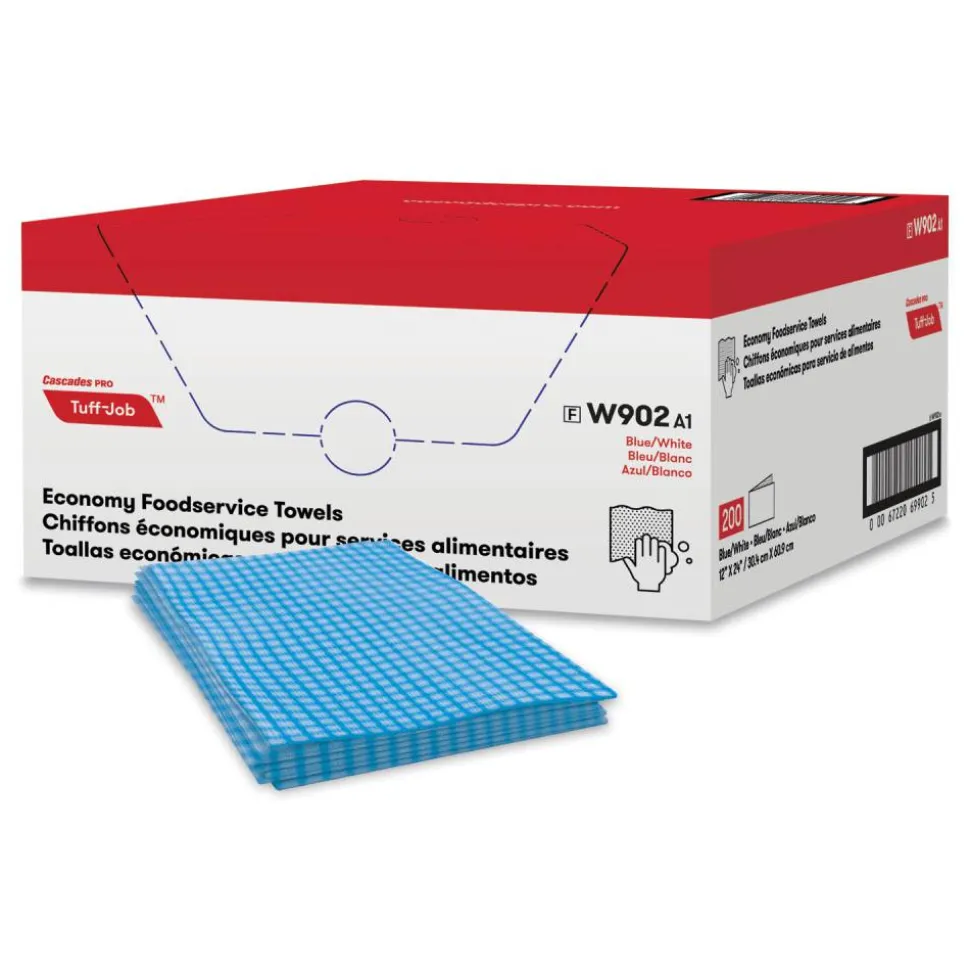 Cascades PRO Tuff-Job Foodservice Towels, 12 x 24, Blue/White, 200/Carton