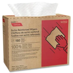 Cascades PRO Tuff-Job Scrim Reinforced Wipers, 4-Ply, 9.75 x 16.75, White, 150/Box, 6 Box/Carton