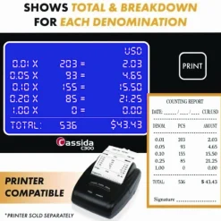 Cassida C300 Series Coin Sorter/Counter for Pennies, Nickels, Dimes, Quarters and Dollars, 300 coins/min, 11