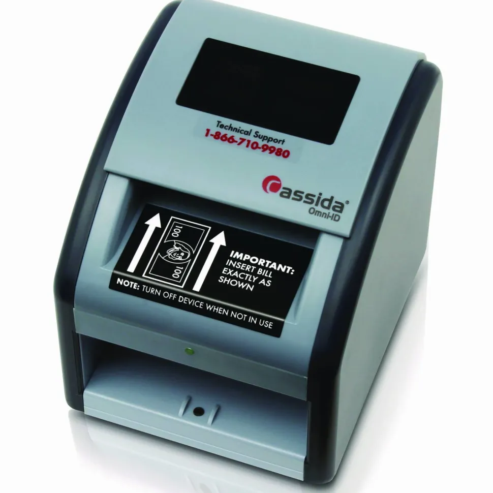 Cassida OmniID Counterfeit Detector for USD, 3 Detection Methods, 6" x 6.9" x 7", Gray