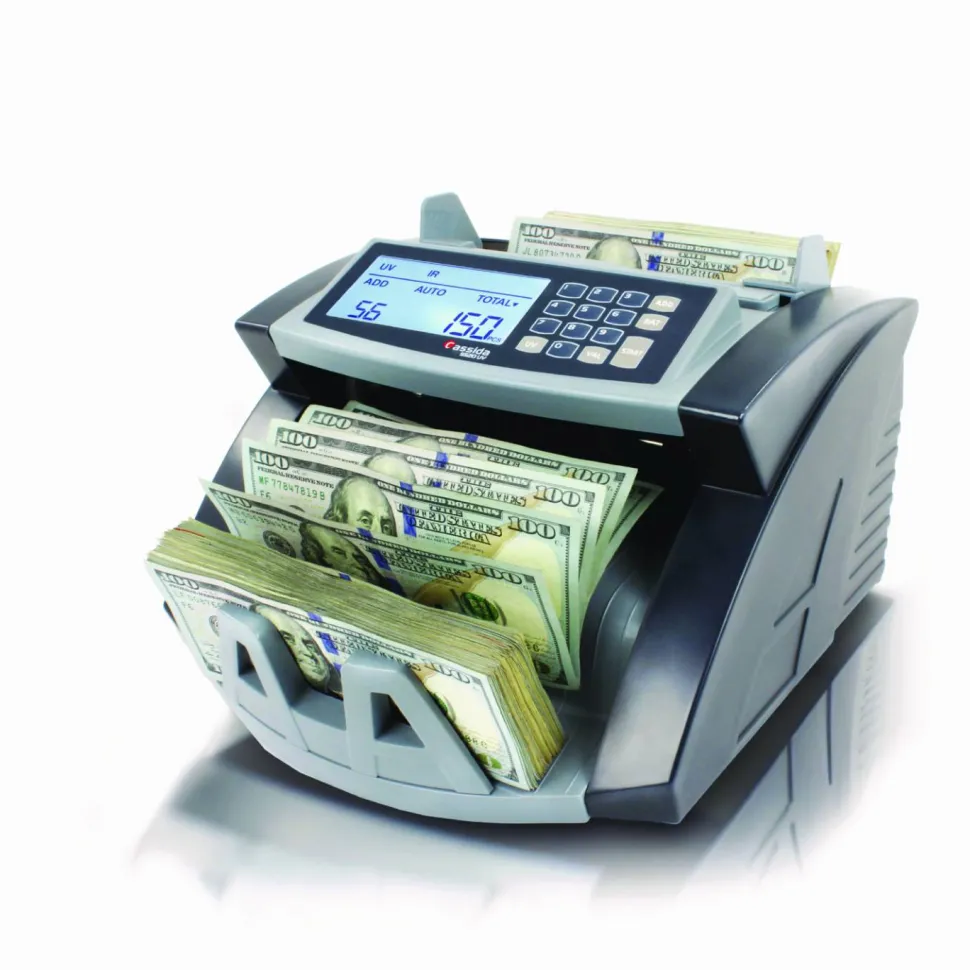 Cassida 5520UV/MG Cash Counter, 1,300 bills/min, 9.7" x 11.5" x 7.5", Gray