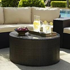 Catalina Outdoor Wicker Round Coffee Table