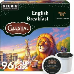 Celestial Seasonings English Breakfast Tea Single-Serve K-Cup, Carton Of 96
