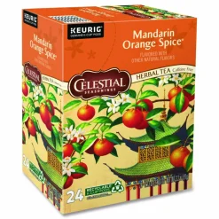 Celestial Seasonings Mandarin Orange Spice Herb Tea, 0.13 oz K-Cups, 96/Carton